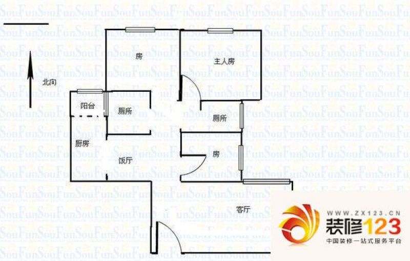 嘉富广场户型图3室2厅户型图 3室.