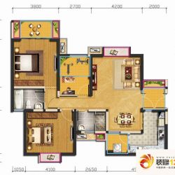 汇锦城户型图3号楼E1户型 3室2厅 ...