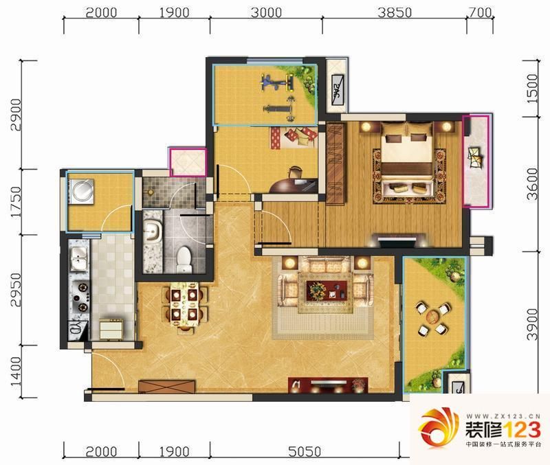 汇锦城户型图3号楼E5户型 2室2厅 ...