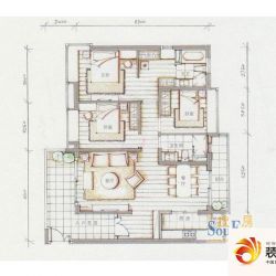 中信西关海户型图3幢04户型 3室2 ...