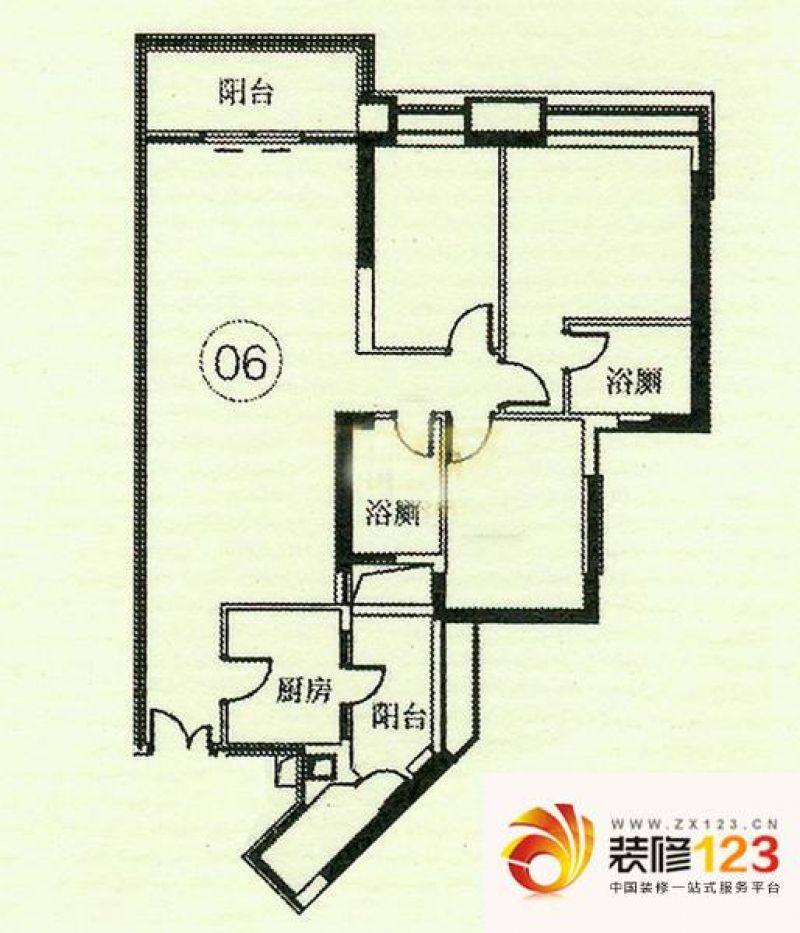 广州华景新城东方新世界6座-206户型户型图.