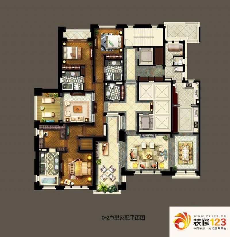 金地佘山天境户型图c户型图 3室3 .