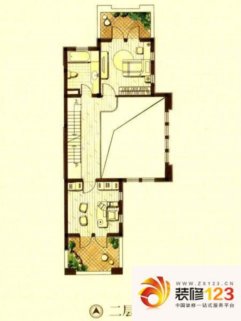 观庭别墅联排d1户型户型图 .