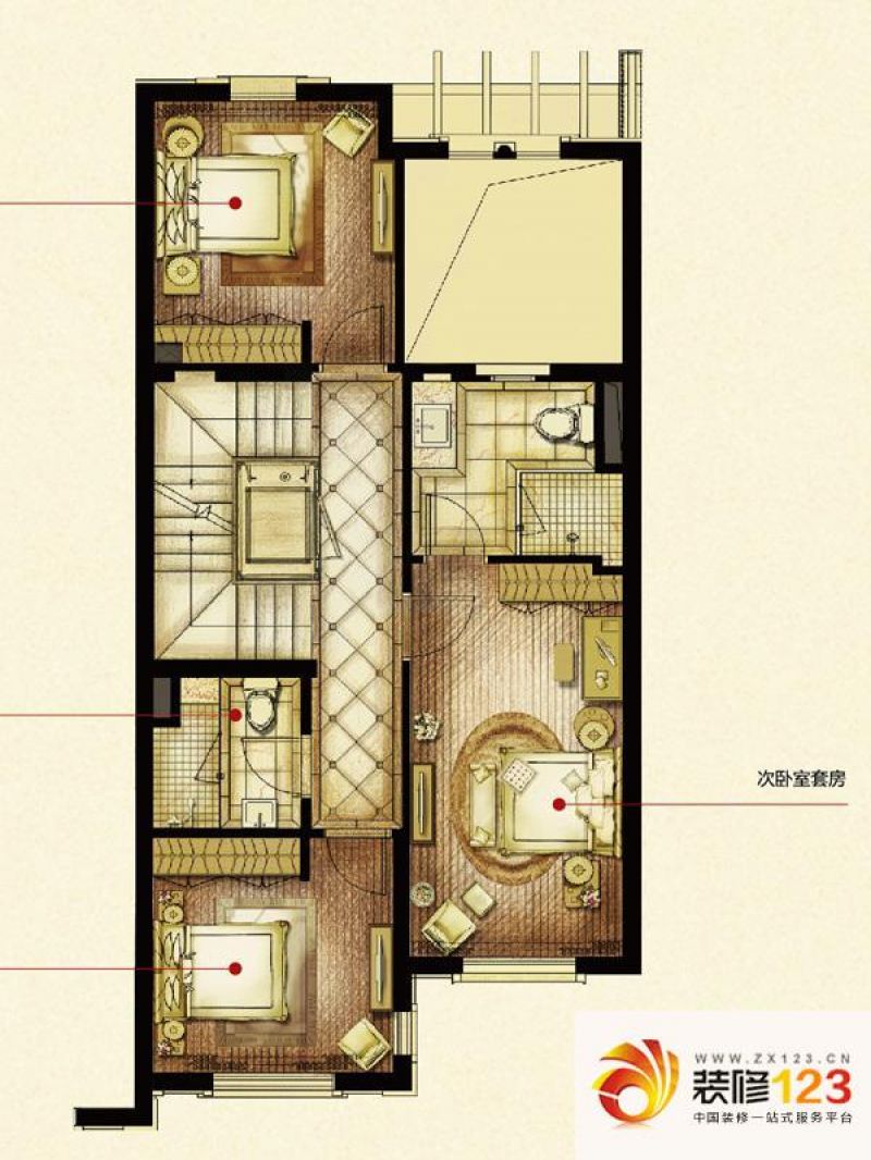 绿宝园户型图d户型二层 3室1卫 .