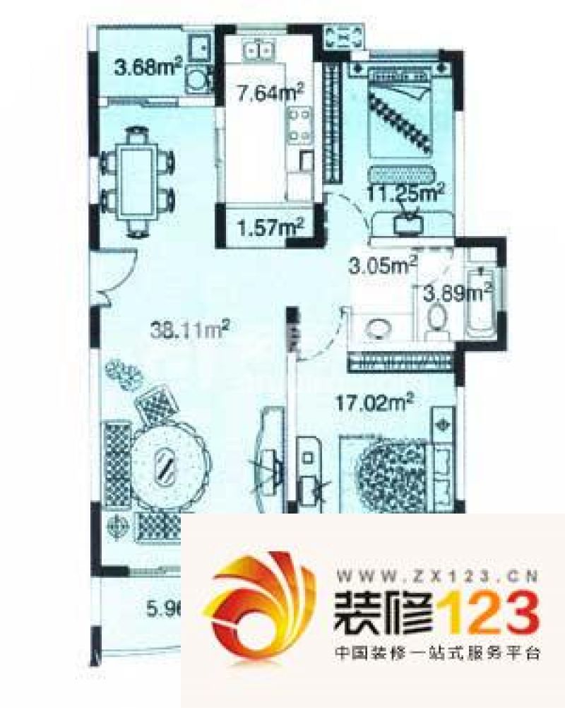 上海 中环家园2室 户型图.