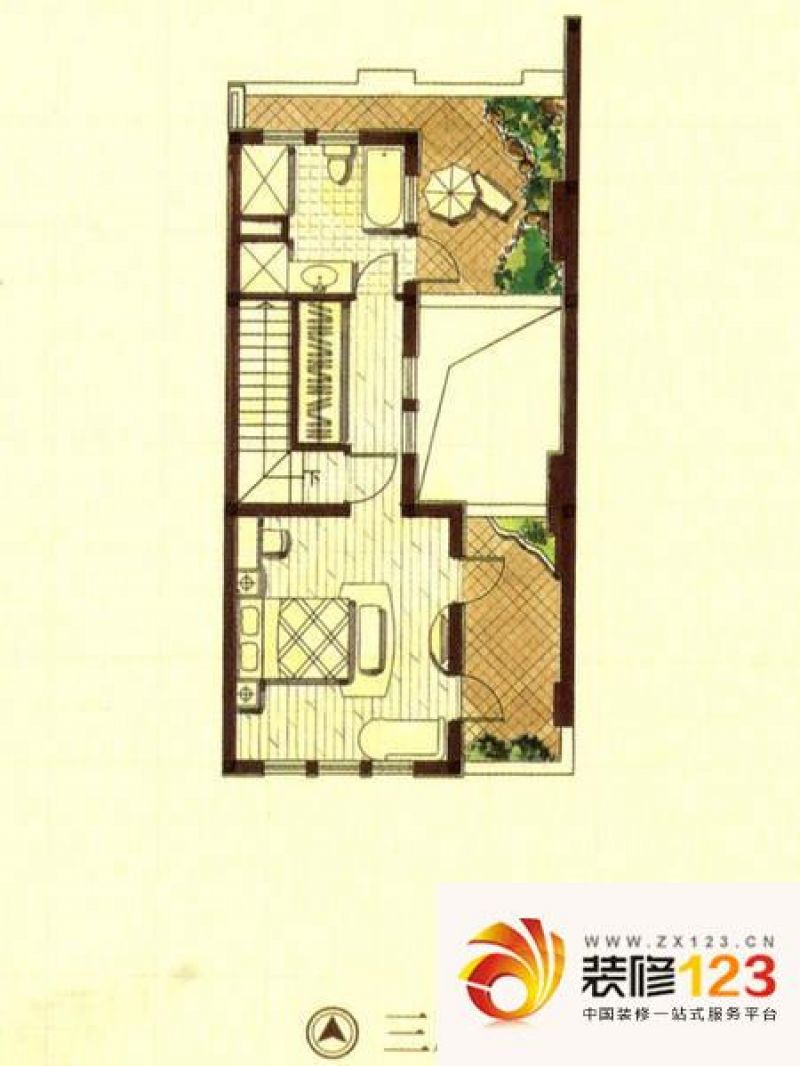 观庭别墅联排d2户型户型图 .