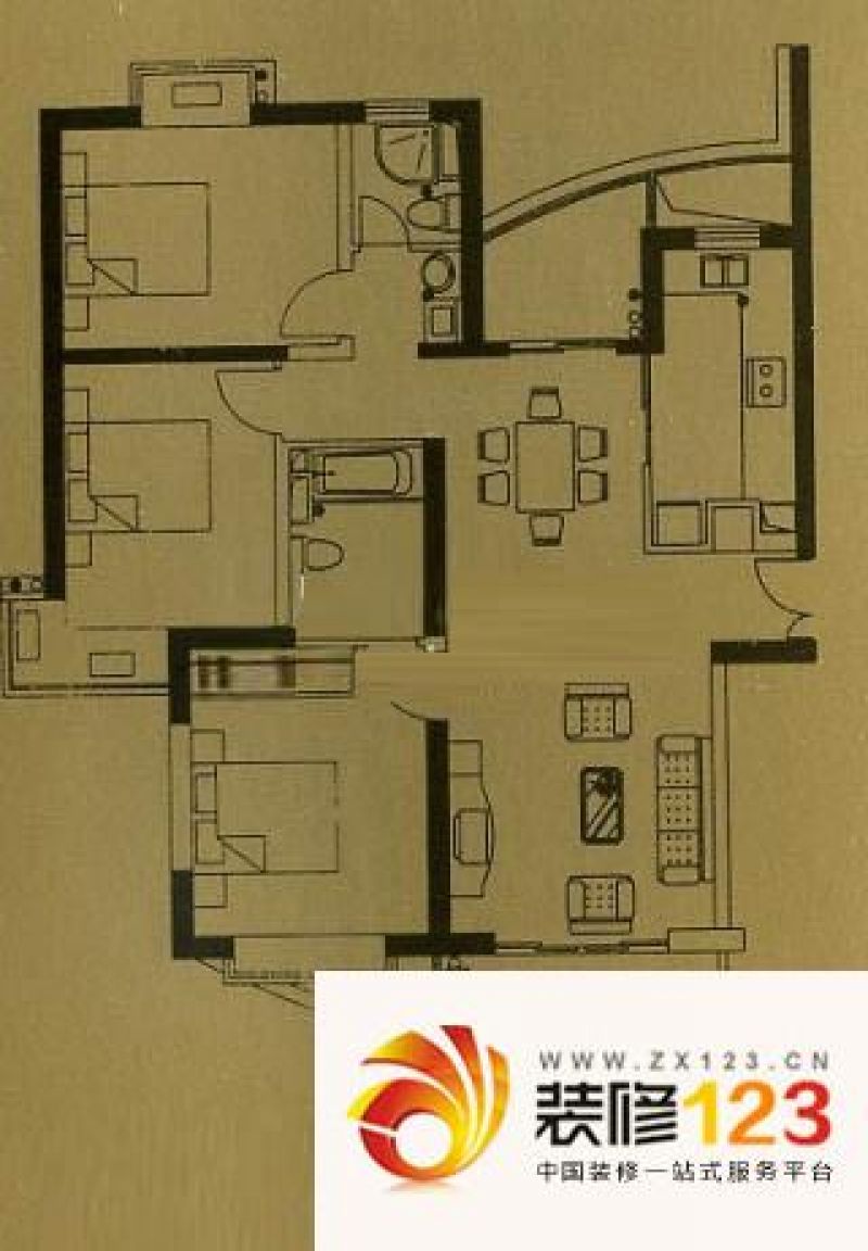 上海思南新苑思南新苑户型图户型图 3室1厅1卫 .